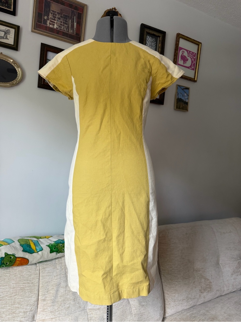 ASOS Yellow and White Colorblock Sheath Dress